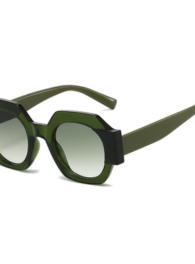 欧美个性网红ins撞色八边形墨镜