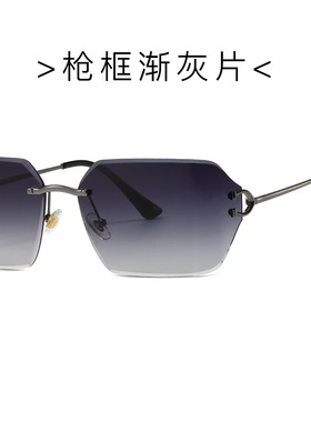 大无框弧形镜片墨镜INS女个性