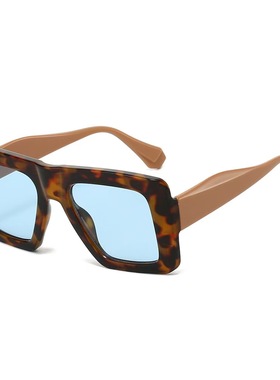 方形欧美撞色百搭平顶外贸墨镜