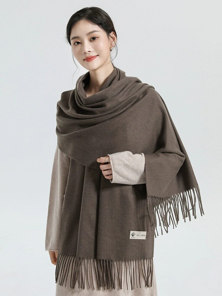 羊绒围巾男女冬季加厚保暖纯色长款披肩两用百搭流苏羊毛高档围脖,淘宝优惠券,粉丝福利购,淘宝优惠卷