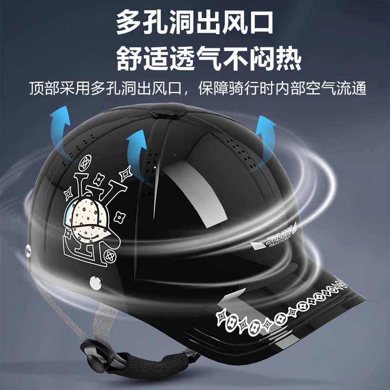 Peaked cap helmet with extended brim for sun protection and breathability