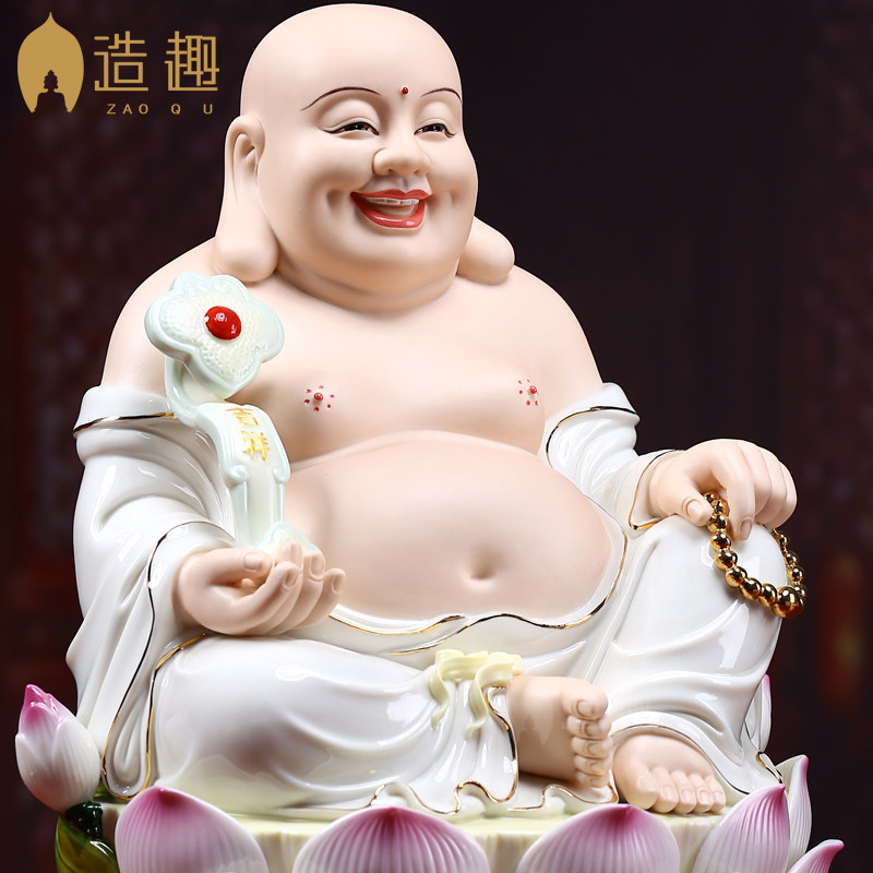 德化陶瓷弥勒佛佛像笑佛招财供奉家居装饰大肚弥勒佛风水摆件_虎窝淘
