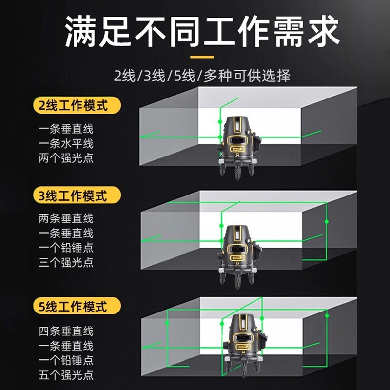 得力绿光水平仪激光2线3线5线高精度强光细线红外线自动调平水仪 - 图2