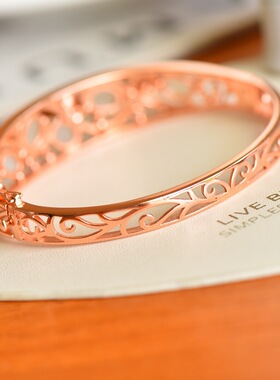 s925银和田玉白玉蛋面镂空手镯