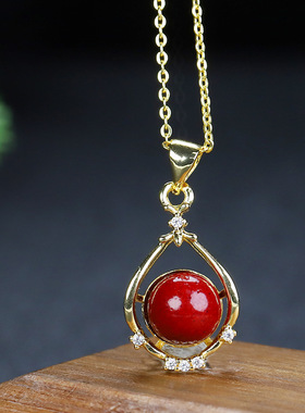 镶嵌吊坠朱砂天鹅海豚吊坠