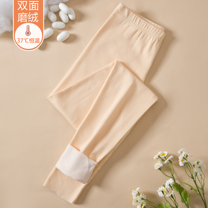 德绒秋裤女无痕发热加厚保暖裤一体纯色中高腰打底裤修身棉毛裤冬