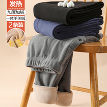 Lamb suede warm pants men thickened with velvety cotton sweatpants winter wear big code dush tympantypants and heat-beating underpants