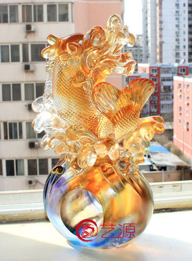 成龙琉璃摆件商务乔迁装饰品定制