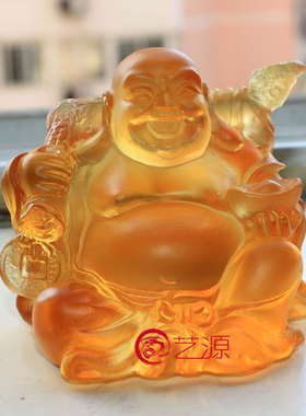 古法琉璃保平安元宝弥勒佛工艺品