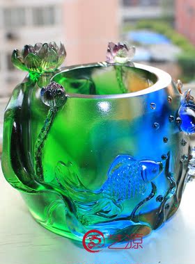 琉璃笔筒商务礼品实用刻字摆件