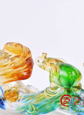 琉璃商务同事风升迁摆件送客户