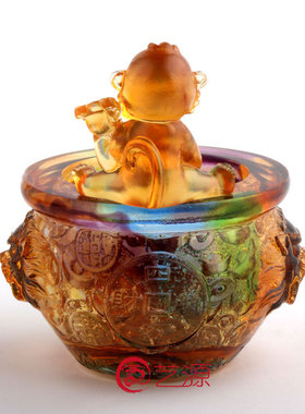 如意琉璃家居客厅前台摆件送福纳