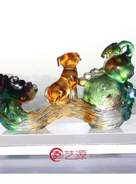 如意琉璃摆件祝寿商务礼品生肖狗