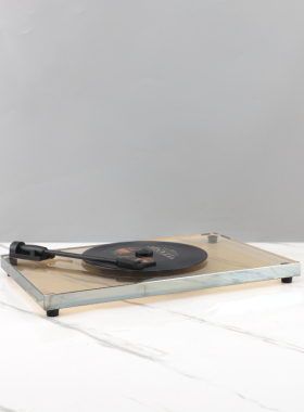 简约茶色水晶唱片机艺术装饰摆件