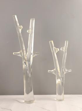 轻奢几何树脂树杈桌面装饰摆件