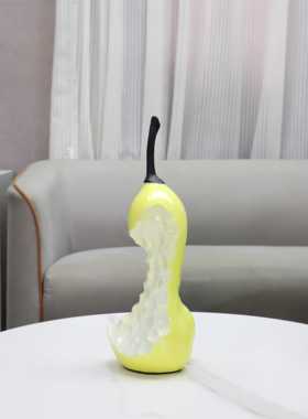 极简仿真树脂绿色美人梨子摆件