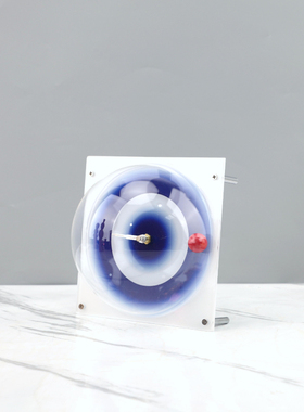 几何蓝色渐变太空立钟装饰摆件