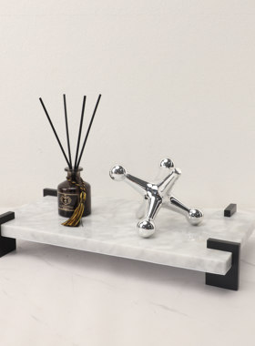 现代简约创意大理石收纳托盘办公室客厅书房玄关茶几卧室工艺摆件