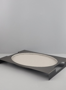 简约手提式金属编织纹皮革托盘