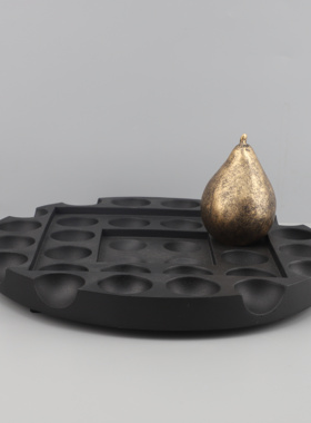 新中式创意黑色洞洞果盘客厅摆饰