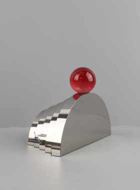 轻奢烟灰水晶半圆桌面装饰摆件