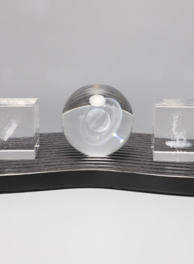 水晶方体内雕星系蒲公英摆件