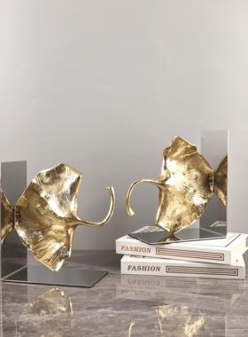 抽象金属银杏叶书档书立桌面摆件