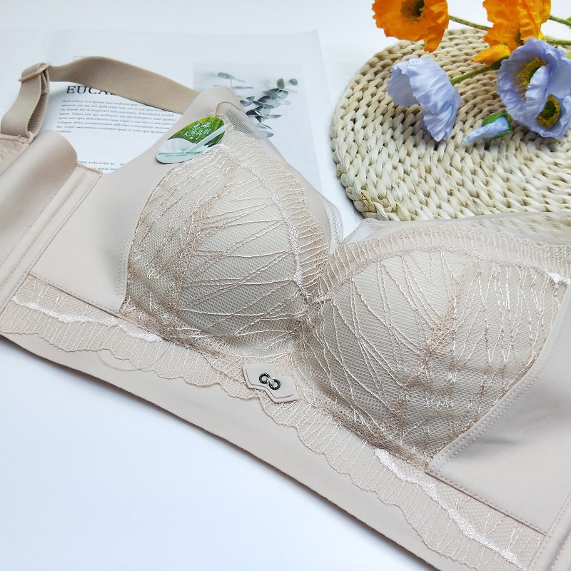 赛芬3705天然乳胶无磁无钢圈内衣女大胸侧收防下垂上托聚拢文胸薄 - 图1