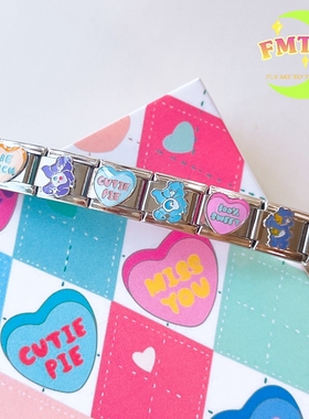 彩虹熊爱心模块手链DIY拼接钢带链原创设计情侣闺蜜女生生日礼物