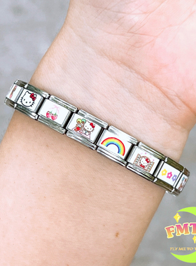 kitty模块手链DIY拼接钢带链y2k原创设计情侣闺蜜女生生日礼物