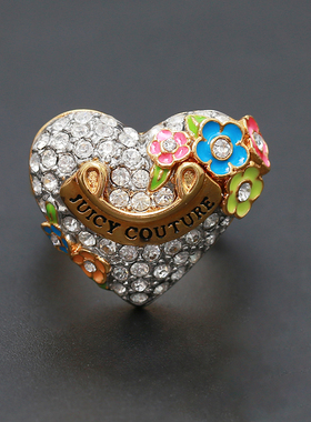 欧美风满钻大爱心可调节戒指