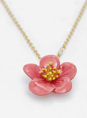 珐琅釉原创设计梅花项链