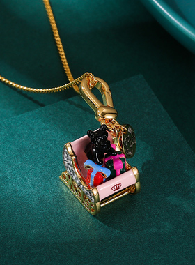 珐琅釉立体时尚雪橇犬吊坠