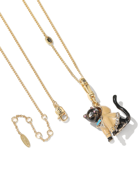 镶钻黑色卫衣小猫咪吊坠项链