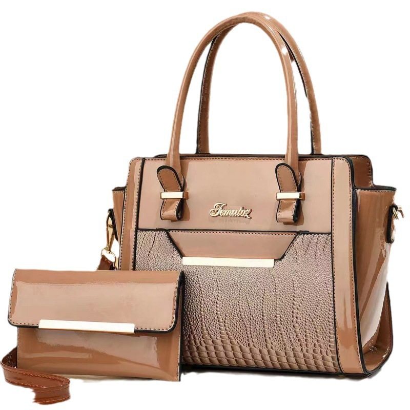 2024冬季新款亮皮压花鳄鱼纹子母包大容量单肩斜跨pu皮手提女士包,淘宝优惠券,粉丝福利购,淘宝优惠卷