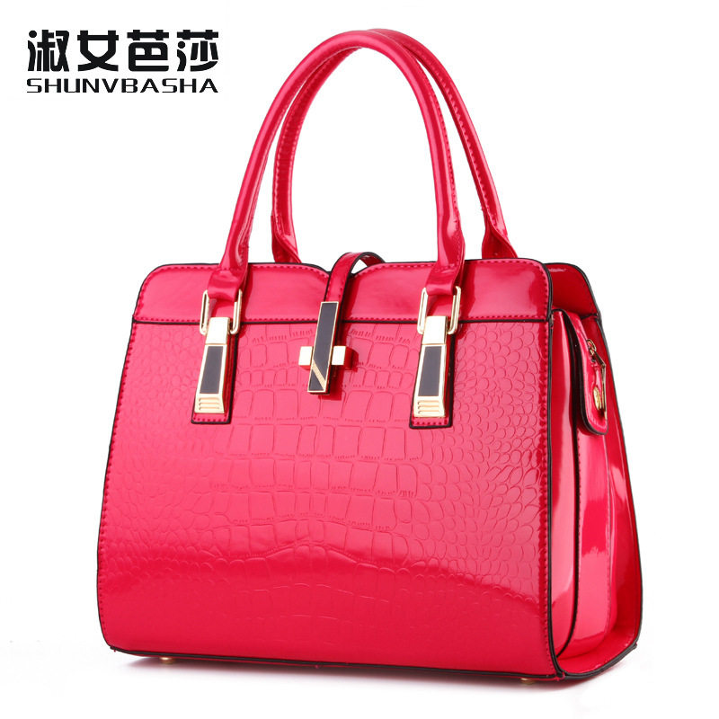包包女2024新款亮漆皮鳄鱼纹时尚单肩手提女包欧美风范大气女士包,淘宝优惠券,粉丝福利购,淘宝优惠卷