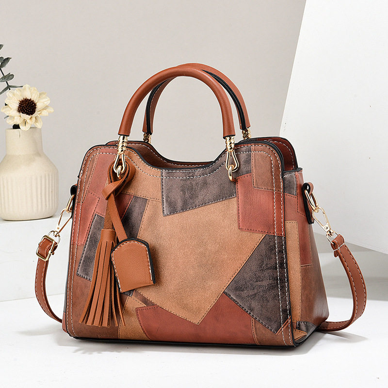 女包bag新款拼接撞色手提包大容量单肩包斜挎包百搭潮流质感bags,淘宝优惠券,粉丝福利购,淘宝优惠卷