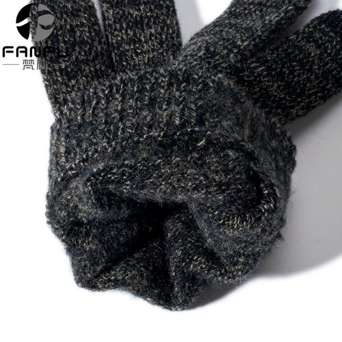 针织手套男士冬季保暖可触屏薄款中厚春秋冬防寒分指毛线手套学生 - 图2