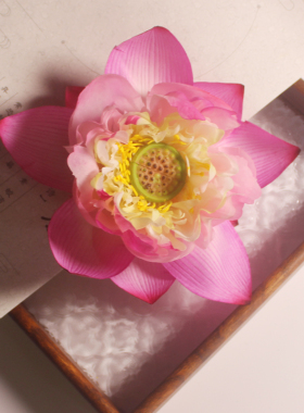 莲花荷花发夹汉服古风头饰唐风花朵发饰古装绢花拍照写真发簪