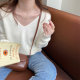 V-neck sweater for women in autumn and winter, high-end and loose fitting knit sweater, 2024 new base sweater, paired with early autumn black top