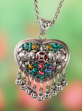 s925吊坠S925纯银滴胶小象耳环