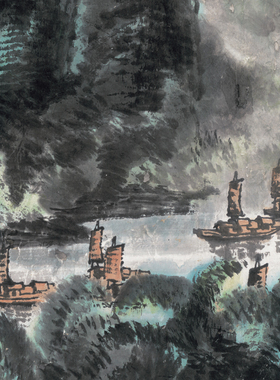 李可染漓江山水画国画作品漓江天下景桂林山水甲天下图居室挂字画
