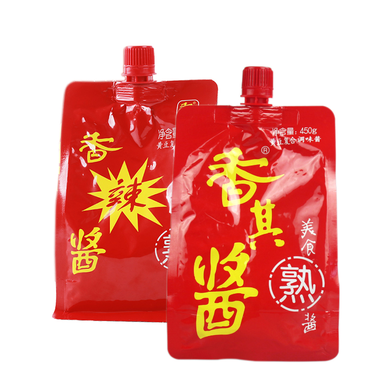 香其酱450g*4袋 东北特产小吃熟蘸酱菜 香辣酱自立袋调味酱调料 - 图0