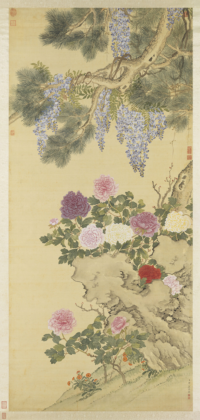 邹一桂花卉图轴清朝古代工笔菊花绘画装饰临摹高清电子版图片素材