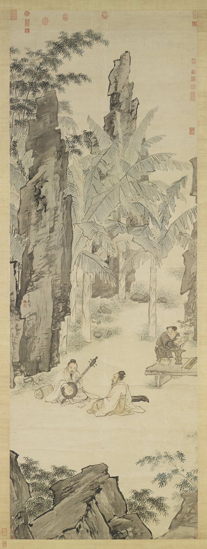 仇英蕉阴结夏图轴明朝古代芭蕉树下赏乐装饰打印高清电子图片素材