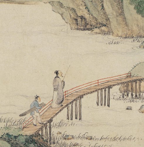 携琴访友图 清朝古代国画人物山水凉亭美景美术参考素材TIF电子版 - 图2