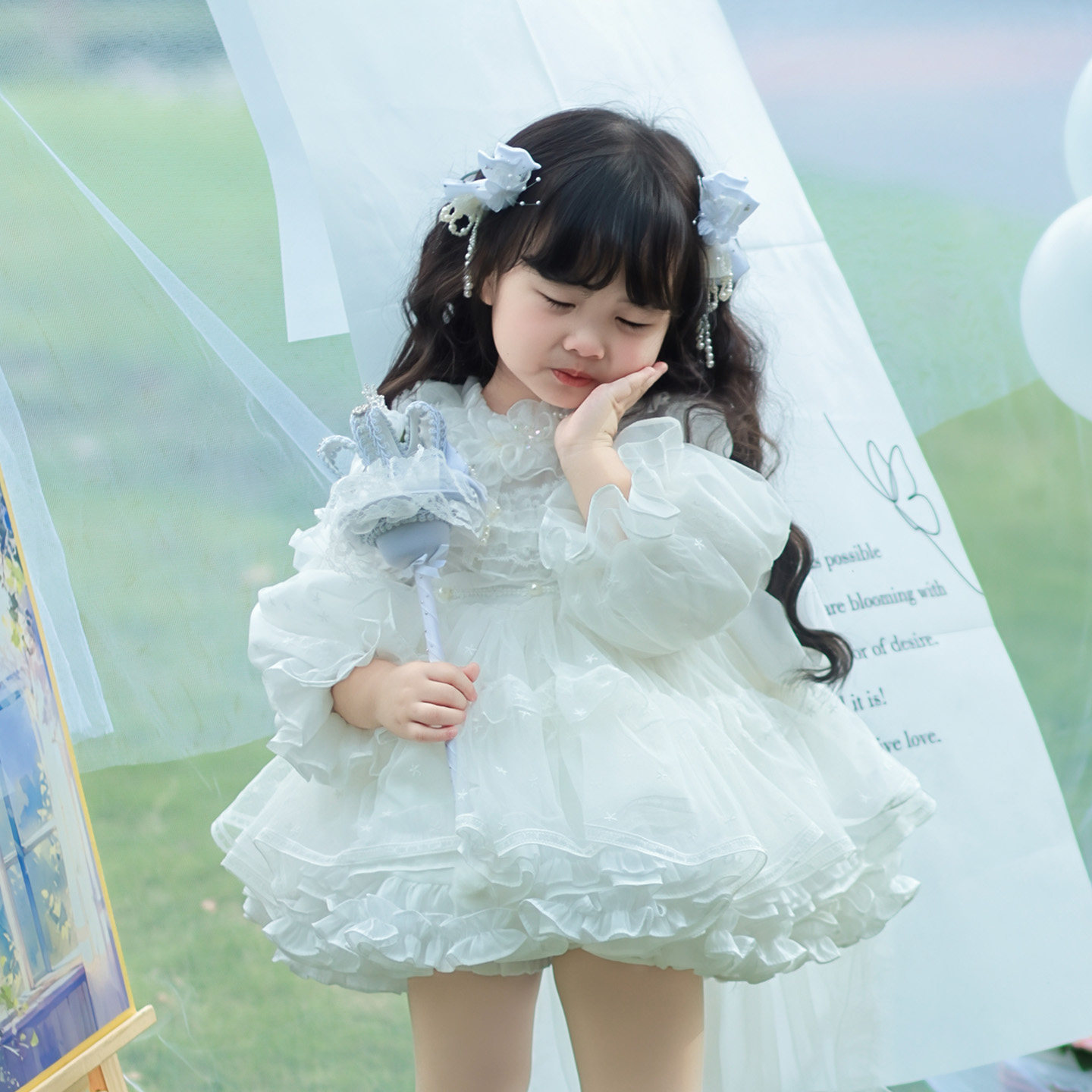 原创女童周岁公主裙生日抓周礼服花童婚纱蓬蓬裙秋冬新款满天星辰,淘宝优惠券,粉丝福利购,淘宝优惠卷