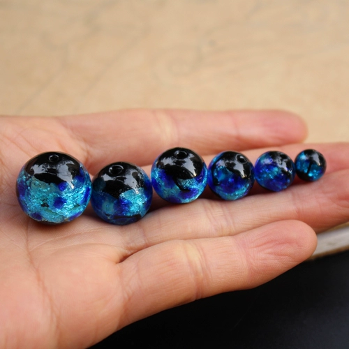 8 10 12 мм светло -синий японский стиль светящийся стеклянный колье за ​​колье глазированные точки точечные шарики светящиеся жемчужины