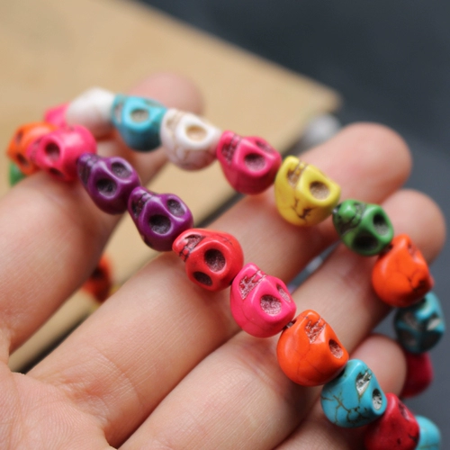 Аксессуар, бусины ручной работы, аксессуары, бирюзовый белый браслет из бисера, 10мм