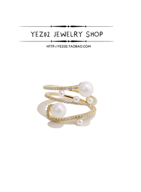 珍珠日韩风可调节开口戒指